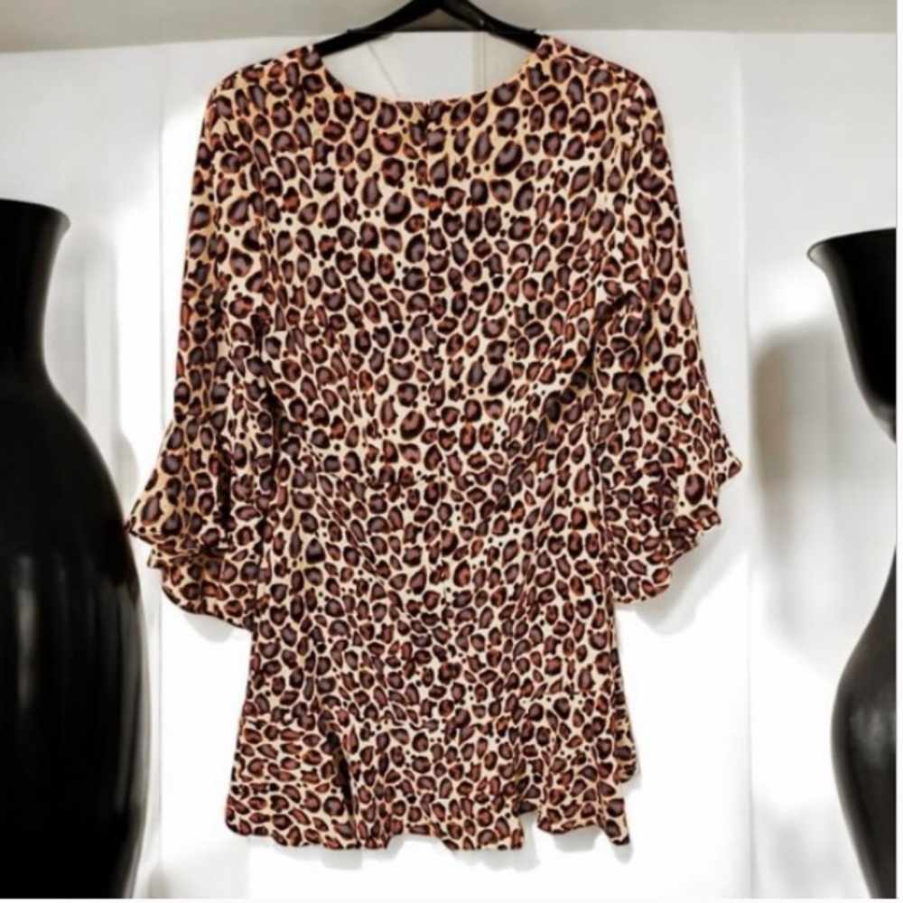 Bar III Bell-Sleeve Leopard Print Dress Size 2 - Picture 5 of 15